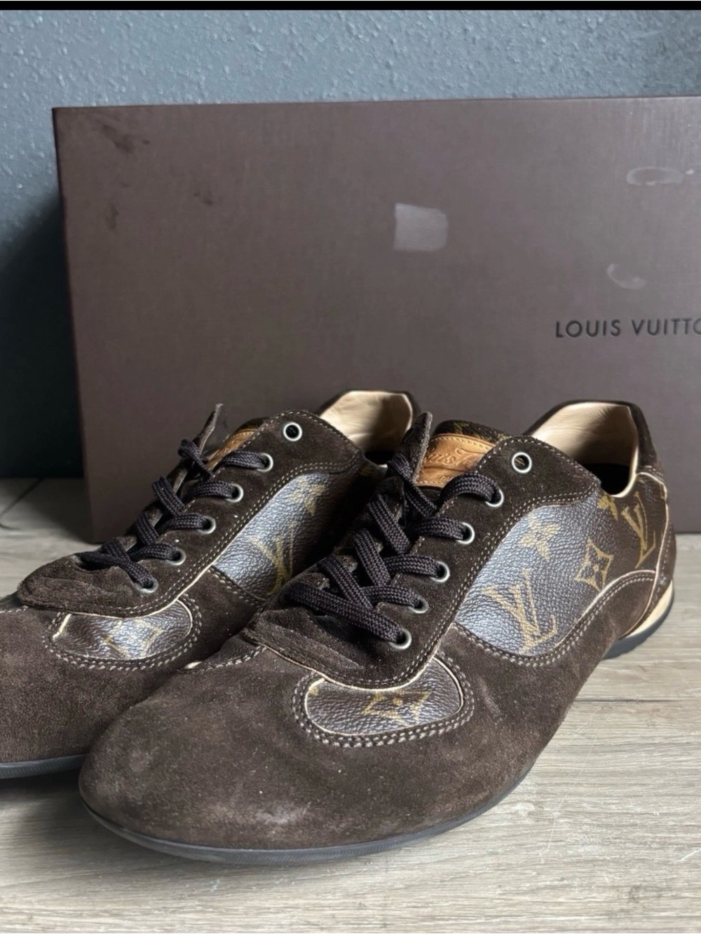 Louis Vuitton Brown Suede And Monogram Coated Canvas Low Top Sneakers 8